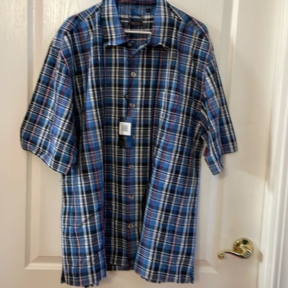 NWT Callaway Golf Short Sleeve Button Up Shirt Size XXL Blue Plaid - Picture 1 of 7